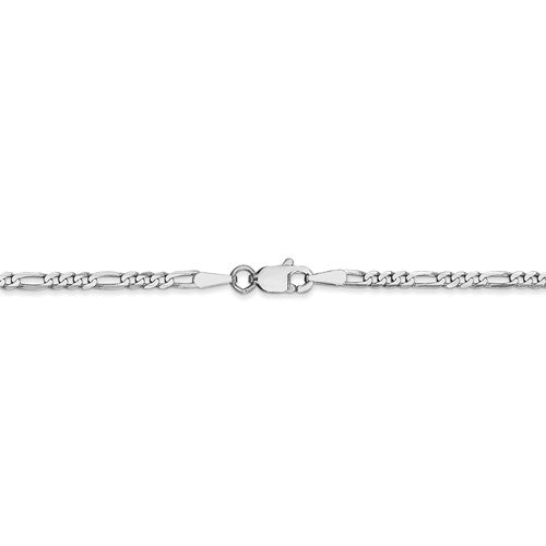14k white gold 2.25mm figaro bracelet anklet choker necklace pendant chain