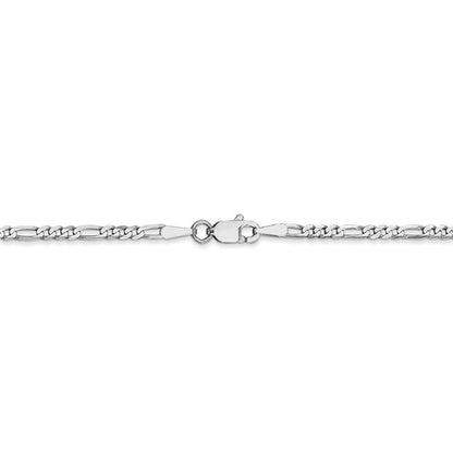 14k white gold 2.25mm figaro bracelet anklet choker necklace pendant chain