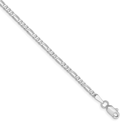14K White Gold 2.25mm Figaro Bracelet Anklet Choker Necklace Pendant Chain
