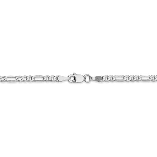14k white gold 2.75mm figaro bracelet anklet choker necklace pendant chain