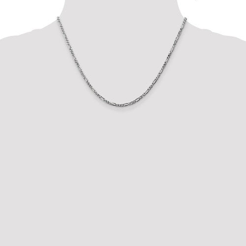 14k white gold 2.75mm figaro bracelet anklet choker necklace pendant chain