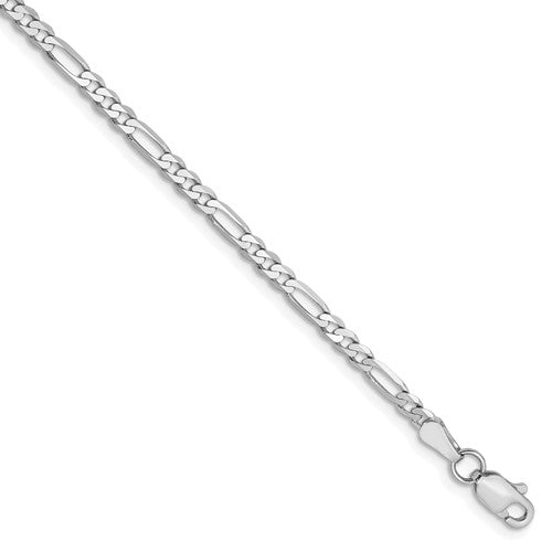 14k white gold 2.75mm figaro bracelet anklet choker necklace pendant chain