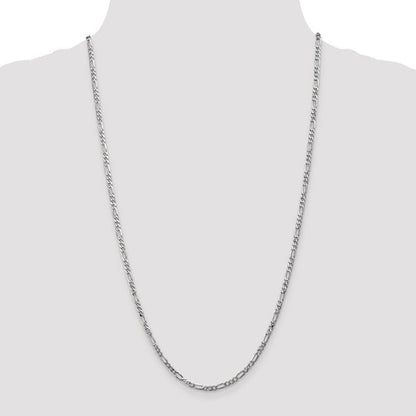 14k white gold 3mm figaro bracelet anklet choker necklace pendant chain