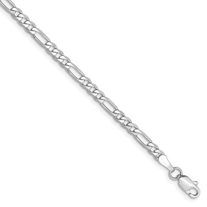 14k white gold 3mm figaro bracelet anklet choker necklace pendant chain