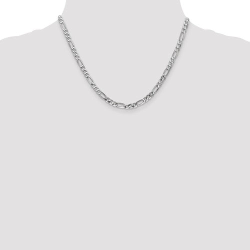 14k white gold 4.5mm figaro bracelet anklet choker necklace pendant chain