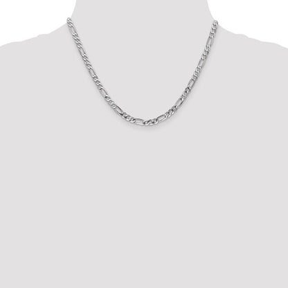 14k white gold 4.5mm figaro bracelet anklet choker necklace pendant chain