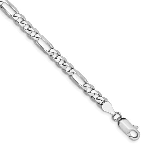 14k white gold 4.5mm figaro bracelet anklet choker necklace pendant chain