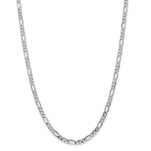 14k white gold 4.5mm figaro bracelet anklet choker necklace pendant chain