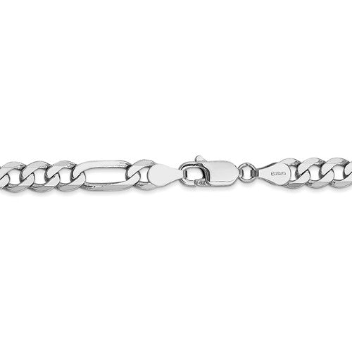 14k white gold 5.5mm figaro bracelet anklet choker necklace pendant chain