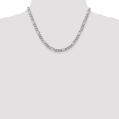 14k white gold 5.5mm figaro bracelet anklet choker necklace pendant chain