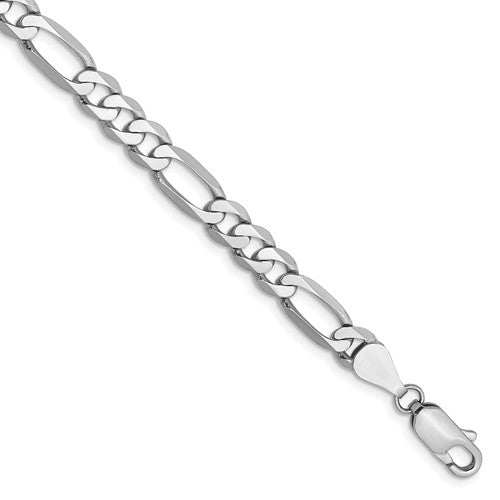 14k white gold 5.5mm figaro bracelet anklet choker necklace pendant chain