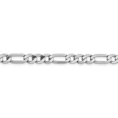 14k white gold 6mm figaro bracelet anklet choker necklace pendant chain