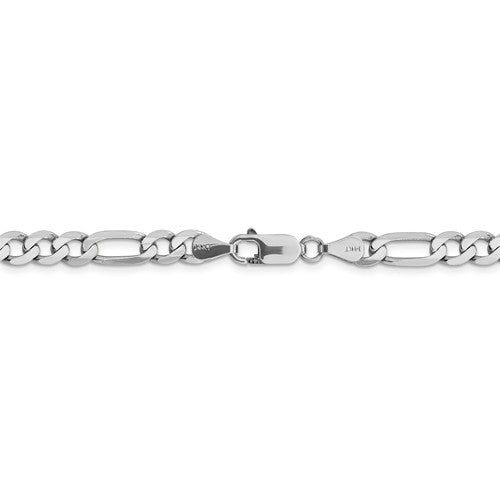 14k white gold 6mm figaro bracelet anklet choker necklace pendant chain