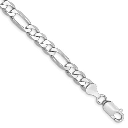14k white gold 6mm figaro bracelet anklet choker necklace pendant chain