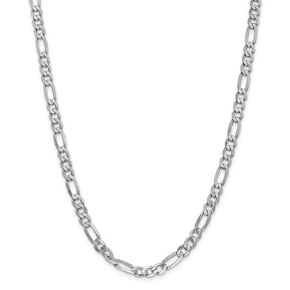 14k white gold 6mm figaro bracelet anklet choker necklace pendant chain