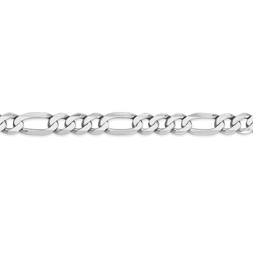 14k white gold 7mm figaro bracelet anklet choker necklace pendant chain