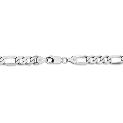 14k white gold 7mm figaro bracelet anklet choker necklace pendant chain