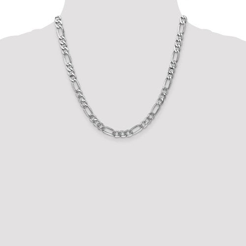 14k white gold 7mm figaro bracelet anklet choker necklace pendant chain