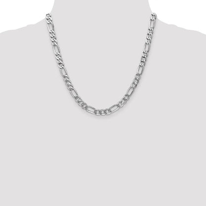 14k white gold 7mm figaro bracelet anklet choker necklace pendant chain