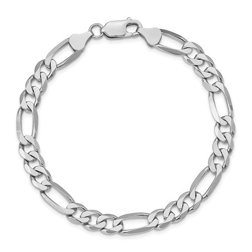 14k white gold 7mm figaro bracelet anklet choker necklace pendant chain