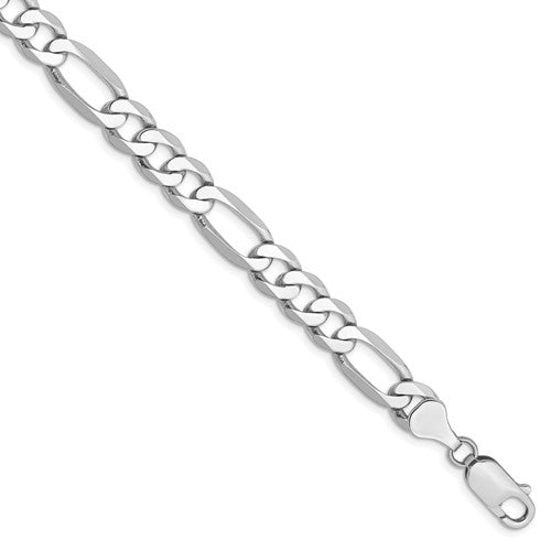 14k white gold 7mm figaro bracelet anklet choker necklace pendant chain