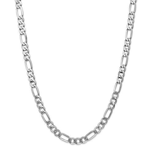 14K White Gold 7mm Figaro Bracelet Anklet Choker Necklace Pendant Chain