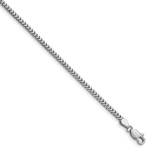 14K White Gold 2.5mm Franco Bracelet Anklet Necklace Pendant Chain
