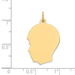 Load image into Gallery viewer, 14k Yellow Gold 17mm Boy Head Silhouette Disc Pendant Charm Engraved Personalized - BringJoyCollection
