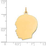 Load image into Gallery viewer, 14k Yellow Gold 20mm Boy Head Silhouette Disc Pendant Charm Engraved Personalized - BringJoyCollection
