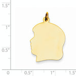 Load image into Gallery viewer, 14k Yellow Gold 20mm Girl Head Silhouette Disc Pendant Charm Engraved Personalized - BringJoyCollection
