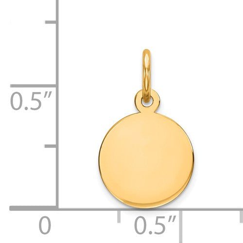 10k yellow gold 9mm round circle disc pendant charm personalized monogram engraved