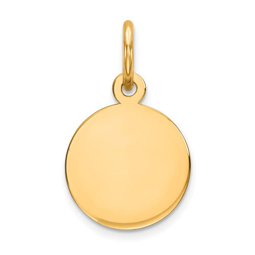10k Yellow Gold 9mm Round Circle Disc Pendant Charm Personalized Monogram Engraved