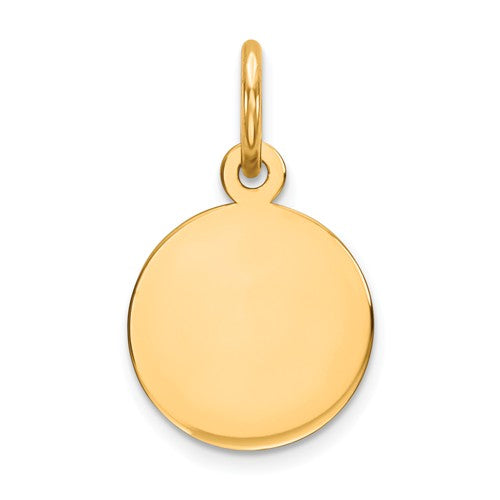 10k yellow gold 9mm round circle disc pendant charm personalized monogram engraved