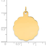 Load image into Gallery viewer, 14K Yellow Gold 23mm Scalloped Disc Pendant Charm Personalized Engraved Monogram
