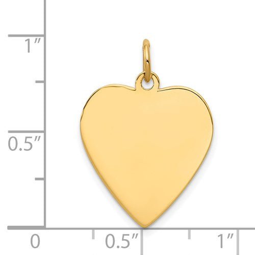 14k yellow gold 17mm heart disc pendant charm personalized monogram engraved