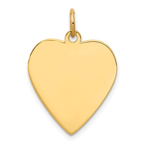 14k yellow gold 17mm heart disc pendant charm personalized monogram engraved