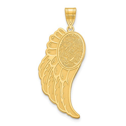 14k 10k gold sterling silver fingerprint angel wing personalized pendant charm