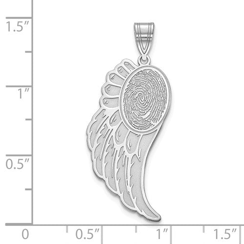 14k 10k gold sterling silver fingerprint angel wing personalized pendant charm