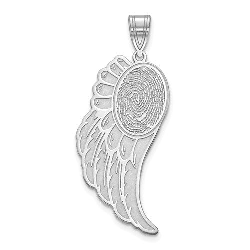 14k 10k gold sterling silver fingerprint angel wing personalized pendant charm