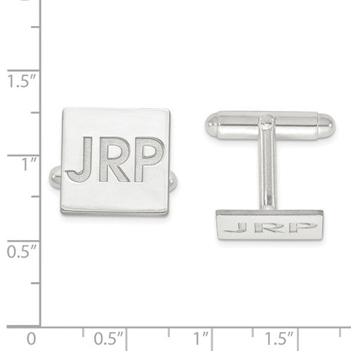 14k Yellow 14k White Gold Sterling Silver Square Cufflinks Cuff Links Personalized Monogram