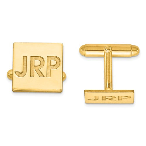 14k Yellow 14k White Gold Sterling Silver Square Cufflinks Cuff Links Personalized Monogram