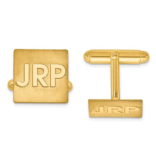 14k yellow 14k white gold sterling silver square cufflinks cuff links personalized monogram