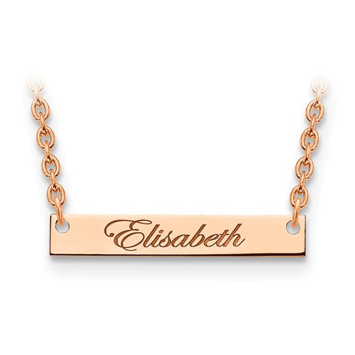 14k 10k Gold Sterling Silver Small Name Bar Nameplate Necklace Personalized - BringJoyCollection