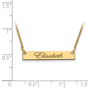 14k 10k Gold Sterling Silver Small Name Bar Nameplate Necklace Personalized - BringJoyCollection