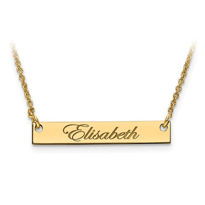 14k 10k gold sterling silver small name bar nameplate necklace personalized
