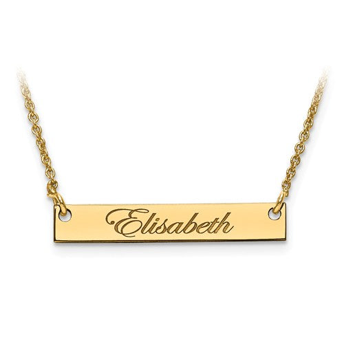14k 10k gold sterling silver small name bar nameplate necklace personalized