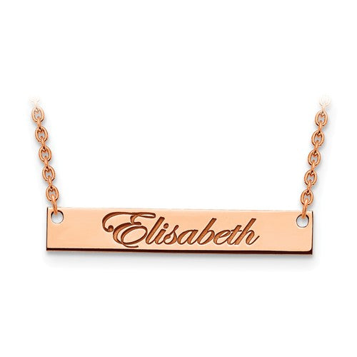 14k 10k Gold Sterling Silver Medium Name Bar Nameplate Necklace Personalized - BringJoyCollection