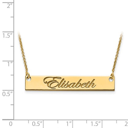 14k 10k gold sterling silver medium name bar nameplate necklace personalized