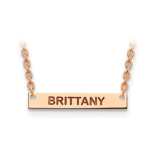 14k 10k gold sterling silver small block name bar nameplate necklace personalized