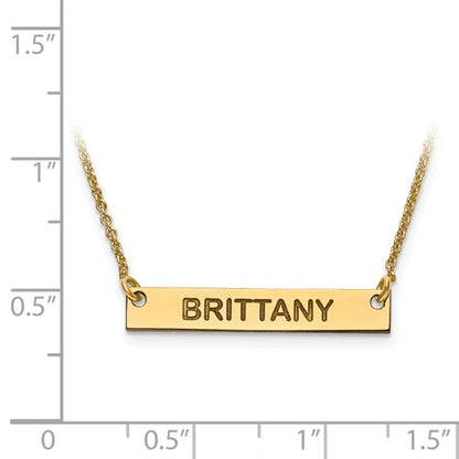 14k 10k gold sterling silver small block name bar nameplate necklace personalized